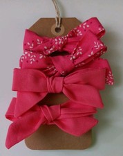 Handmade Girls Pink/Coral Print 3" Hair Bows, 2 Sets of 2