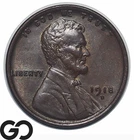 1918-D Lincoln Cent Wheat Penny, Choice BU++, Better Date