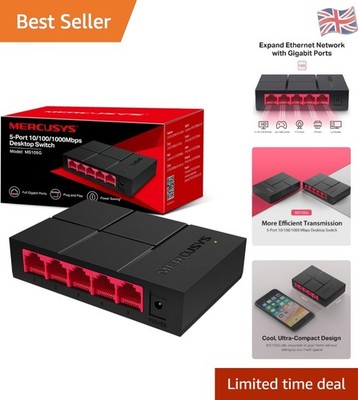 Kompakter 5-Port Ethernet Hub - 10/100/1000Mbps Leistung, vielseitig & effizient