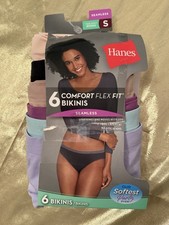 NWT Hanes 6 Pack Comfort Flex Fit Seamless Bikini Panties Colors Shown Size 5/S