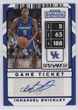 2020-21 Contenders Draft Picks Game Ticket Blue 82/99 Immanuel Quickley Auto 5w0