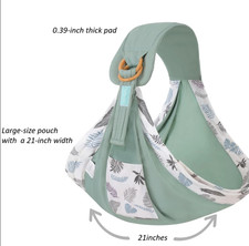 Baby Sling Carrier Cotton Newborn to Toddler 7-33 Lbs Lightweight Ring Green