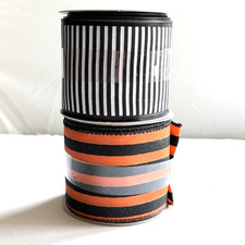 LOT Of 2 HALLOWEEN CELEBRATE IT Wired Ribbon 2.5" x 12' - NEW-Halloween Stripes