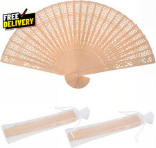 Sandalwood Fan 50 Pcs Hand Fans with 50 Organza Bags Abanicos De Mano Fans......