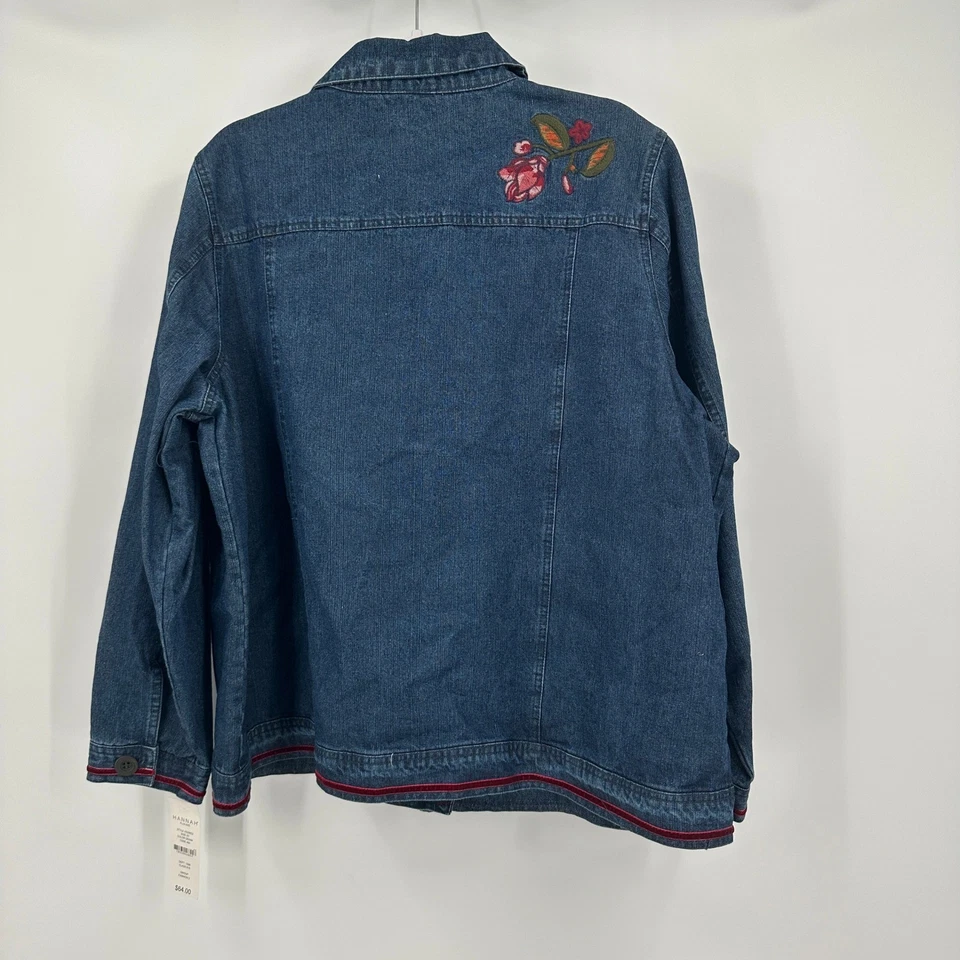 Женская вышитая джинсовая куртка размер 2X цветочный розовый богемное Western Cottagecore - Изображение 2 из 4