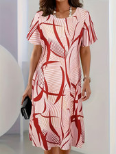 PLUS SIZE 22 MULTICOLOUR STRIPED A LINE DRESS STRETCH SHORT SLEEVE ZIPPED