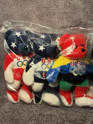 Lot of 3 OLYMPIC Beanie Baby Team Bean NEW & SEALED