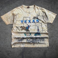 Vintage 90’s Texas Map AOP Single Stitch T-Shirt Made In USA Size XL
