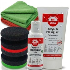 Rotweiss Acryl & Plexiglas Polierpaste / Politur 150ml + Zubehör im Set