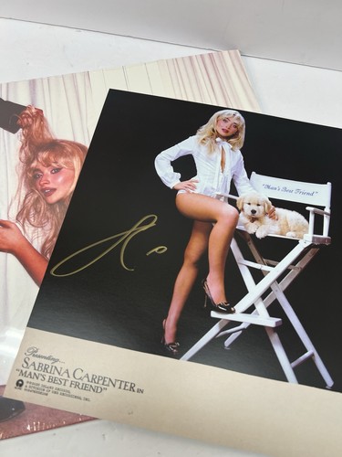 Sabrina Carpenter Man's Best Friend SIGNED ✍️ Insert Blue Vinyl LP In Hand Auto