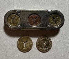 Vtg New York City MTA Subway Transit 5 Tokens & Holder Dispenser（collection）