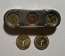 Vtg New York City MTA Subway Transit 5 Tokens & Holder Dispenser（collection）