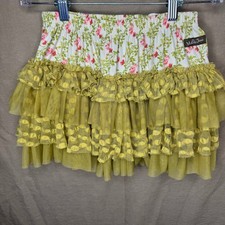 Matilda Jane Serendipity Girls Size 6 Mustard Yellow Floral Tiered Ruffle Skirt