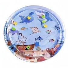 Inflatable Pet Cooling Mat Ocean-Themed Round PVC Pet Mat Marine Pattern