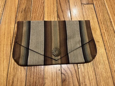 Tasha Polizzi T.P. Saddle Blanket & Co. Brown Striped Saddle Blanket Clutch 11x7