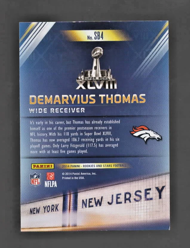 Demaryius Thomas 2014 Panini Autographed Signed Broncos Card NM COA - Image 2 of 3