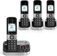 NEW Alcatel F890 Voice Quad Cordless Phone With Answering Machine - Black / Grey