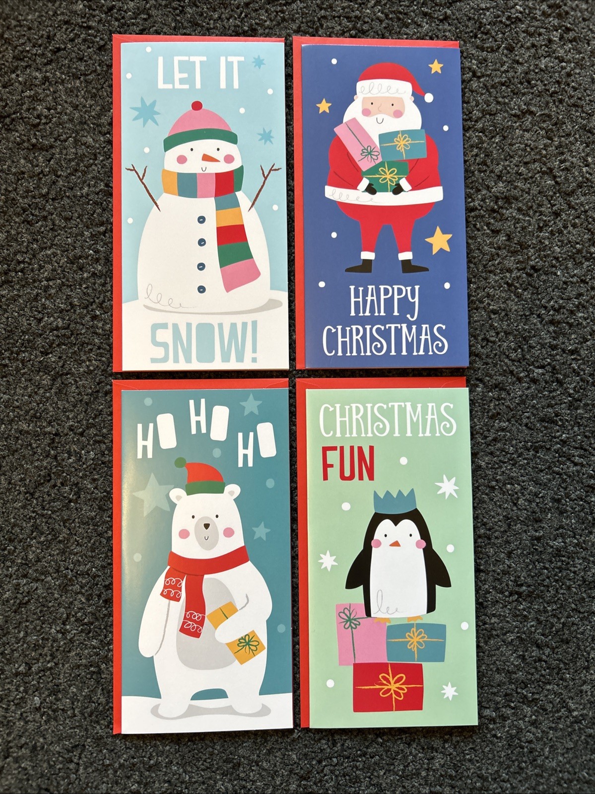 4 Pack Christmas Character Money Wallets Contemporary Gift With Envelopes
