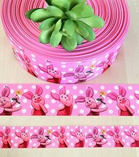 7/8  1.5" 1 YD  Piglet Grosgrain Ribbon Winnie the Pooh Piglet the Pink Pig