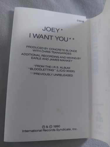 Concrete Blonde Joey RARE Tape Cassette Single Cassingle Australia 1990 - Picture 4 of 6