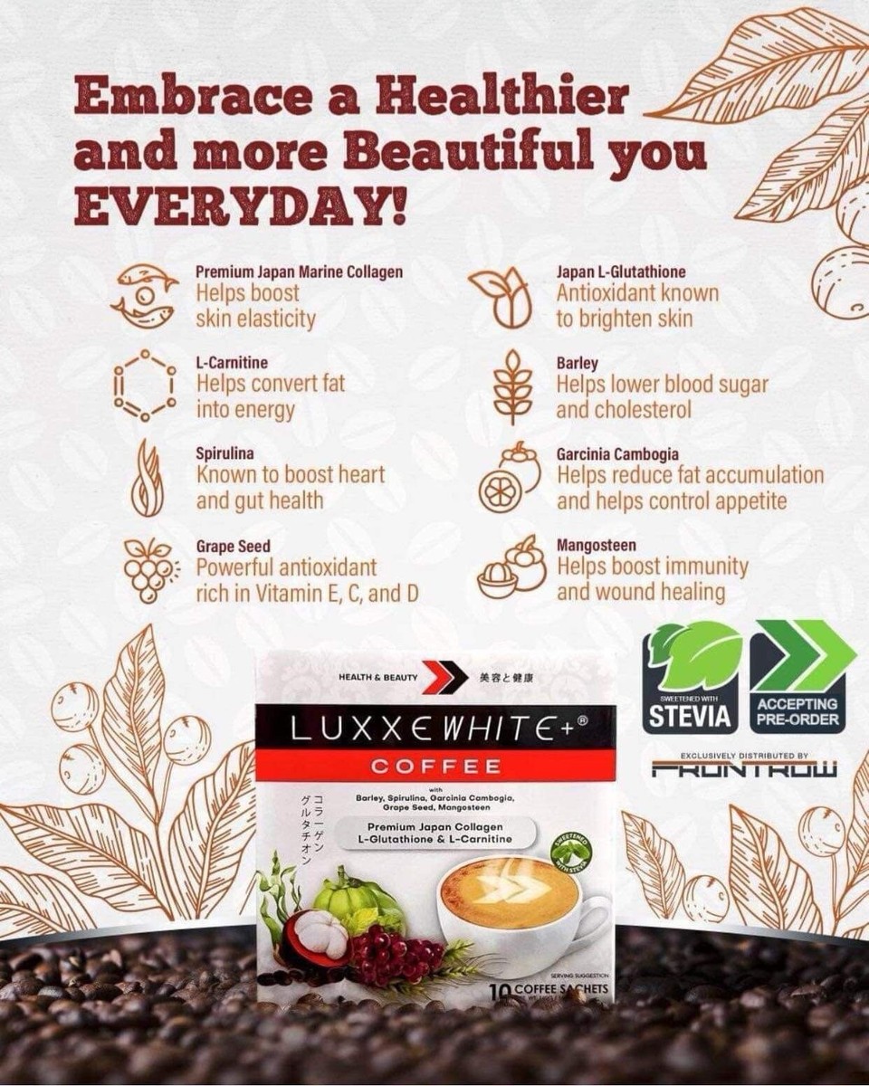l carnitina y cla Luxxe White Coffee Premium Japan Collagen, L-Glutathione, L-Carnitine