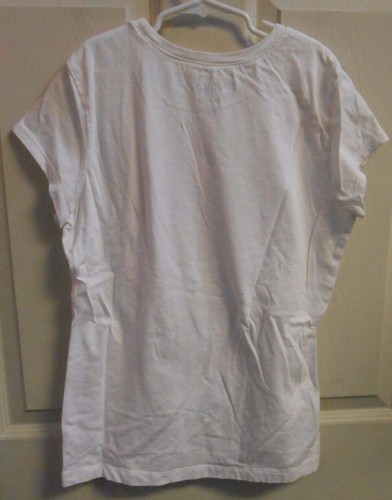 Justice Girls 16 Shirt Top Christmas Holiday Shirt Short Sleeve White Monkey EUC - Picture 3 of 3