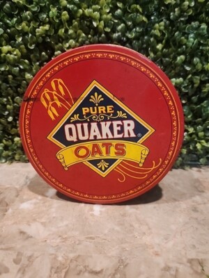 1983 Pure Quaker Oats Limited Edition Round Tin with Oatmeal Cookie Recipe