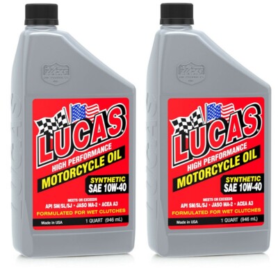 Lucas Oil 10793 10W/40 High Performance Full Synthetic Motorcycle Oil (2 Quarts)