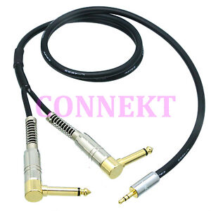 6.35mm 1/4" stereo TRS plug to 2x 3.5mm female mono TS signal Y Cable L-4E6S
