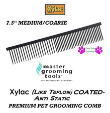 Master Grooming Tools XYLAC (Like Teflon)7.5" MEDIUM/COARSE Greyhound Style COMB