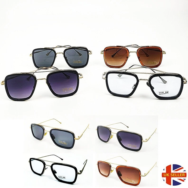 AB FASHION UK Marvel Tony Stark Men Sunglasses Flight 006 Fashion Avengers Iron Man Glasses