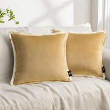Pack of 2 Velvet Decorative Throw Pillow 18" x 18" Pack of 2 Beige/Cream