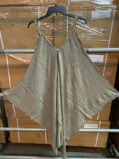 NWT Umbrella Butterfly solid spaghetti strap sun dress pullover beige women sale