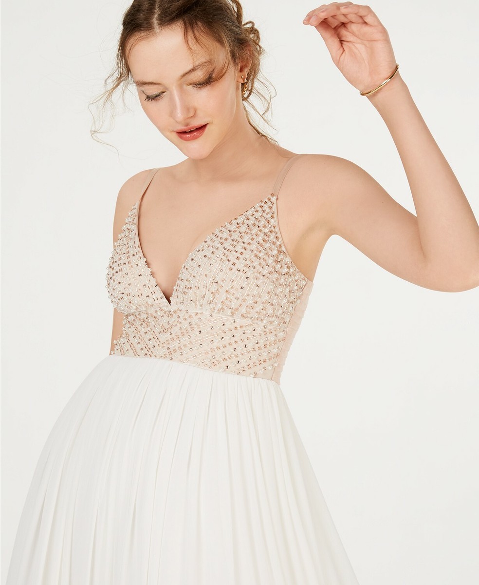 $273 Speechless Juniors Women'S White Gold Beaded Sleeveless A-Line Gown  Dress 5 | eBay