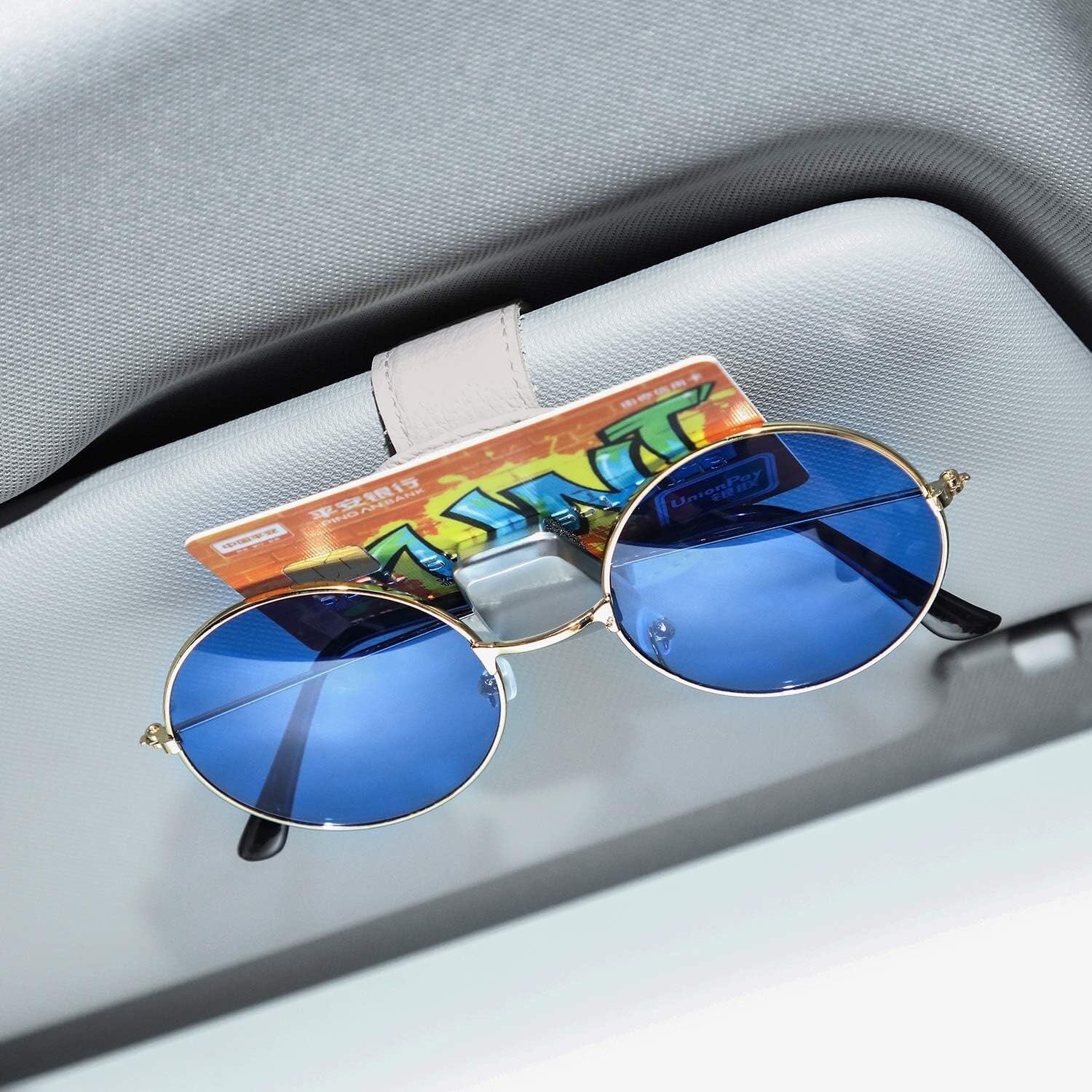 4 Packs Leather Glasses Holder Universal Car Visor Sunglasses Holder