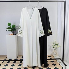 Muslim Open Kaftan Abaya Dubai Women Long Dress Modest Kimono Evening Robe Arab