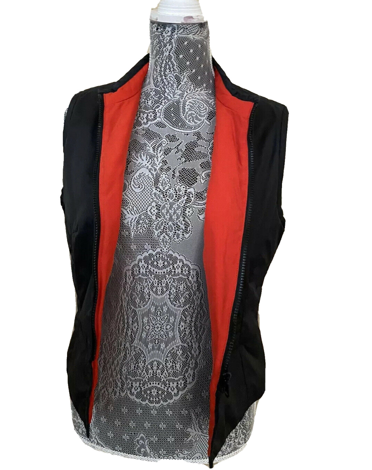 Tahari Vest Jacket Puffer Quilted Black Orange Sp… - image 17