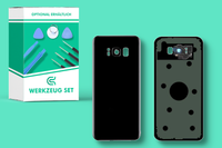 FüR Samsung Galaxy S8 Plus SM-G955F Akkudeckel Backcover Schwarz + Linse+ Kleber