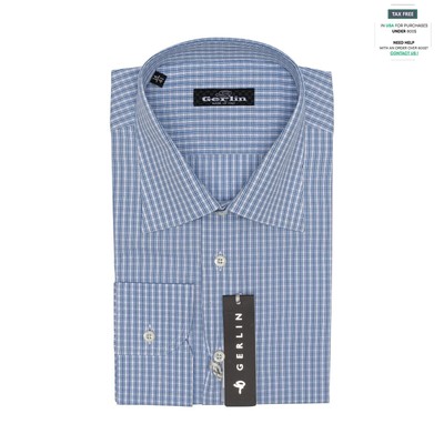 Luxus Gerlin Shirt Blau Kariert Alumo Baumwolle 16 - 41 1Q