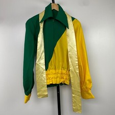 Vintage 70s Green  Yellow Marching Band Uniform Jacket 100 Polyester Small