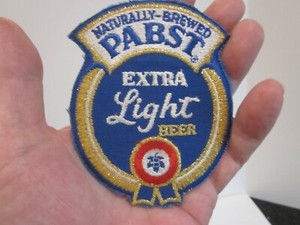 VTG PABST BLUE RIBBON EXTRA LIGHT BEER PATCH, ~1970'S, ~3 3/4", UNIFORM, JACKET