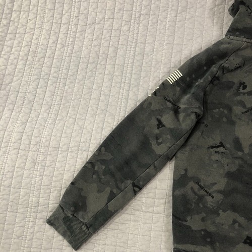 Under Armour Sweatshirt Youth Boy Medium Gray Camo Project Rock Hoodie Freedom - Picture 20 of 24