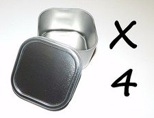 4 X 8-oz Square Slip On Lid Survival Metal Tin Can Container Box Kit Crafts Use
