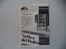 advertising Pubblicità 1930 RADIO GRAMMOFONO LA VOCE DEL PADRONE