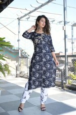 Indian New Women Girls Beautiful cotton fabric printed kurti With printed pant