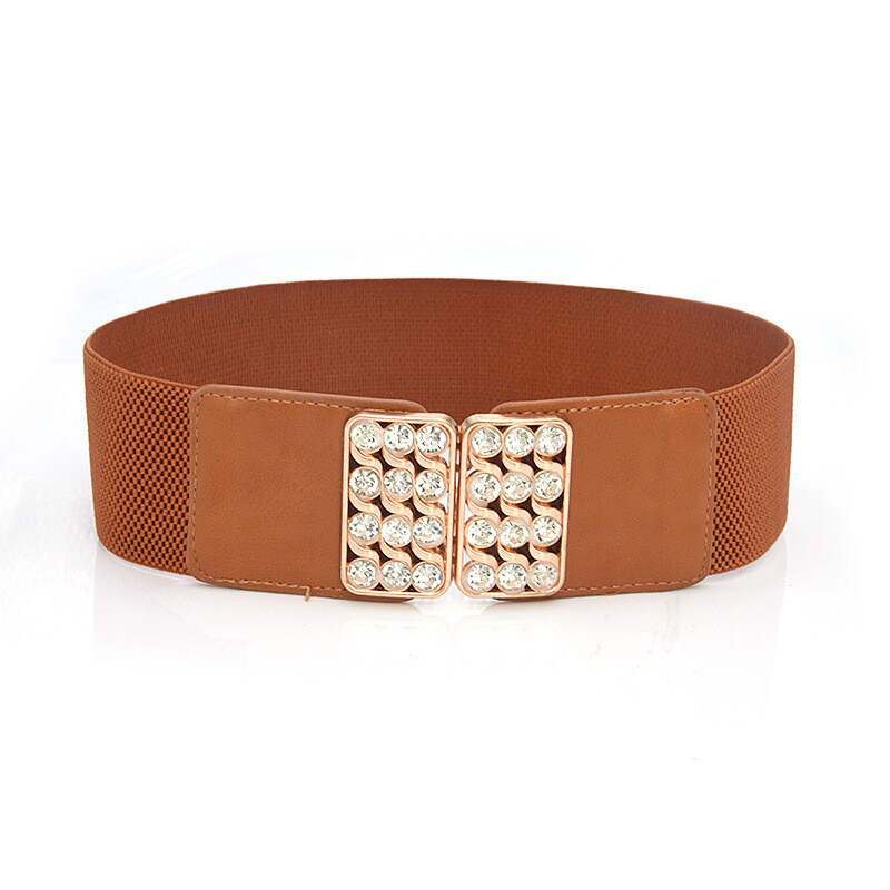 Fashion Dress Belts for Women Hight Waist Wide Bling Studded Buckle Elastic  Belt