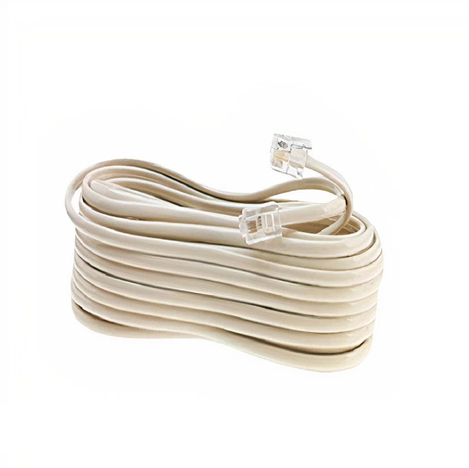 RJ-11 Ethernet Telephone Cord Phone Cable Extension Line Wire Ivory Beige 25 ft - Image 4 of 4