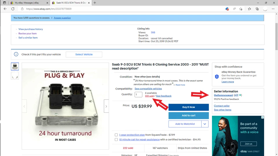 Saab 9-3 ECU ECM Trionic 8 serviço de clonagem 2003 - 2011 *DEVE ler a descrição* - Imagem 3 de 3