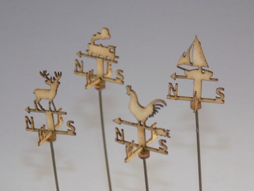 8 x weathervanes 00 gauge scenery wind detail kit 1:76 scale for model railway - Picture 1 of 9