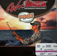 Fins Windtamer Braid Fish Line 30 LB, 300 Yards, PINK Fishing Line, USA Made